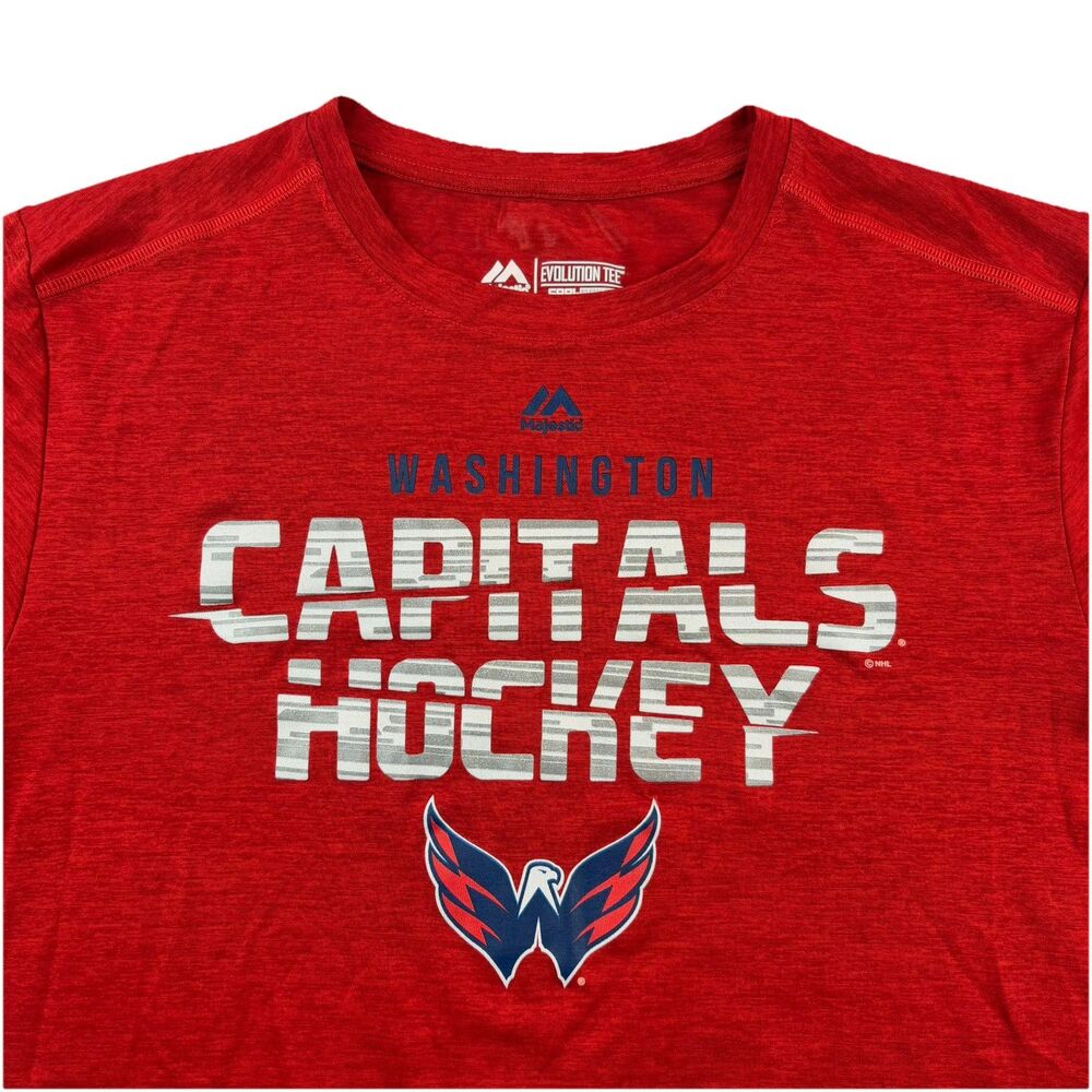 Washington Capitals NHL T Shirt Mens M Red Majestic Cool Base Evolution Tee
